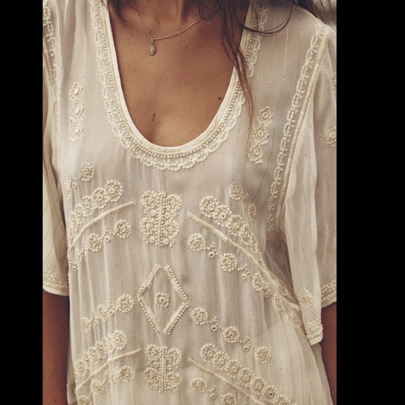 Zara limited edition Long Embroidered Top Ecru - Picture 5 of 7